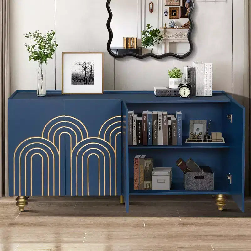 Meuble buffet élégant à 4 portes et 4 étagères