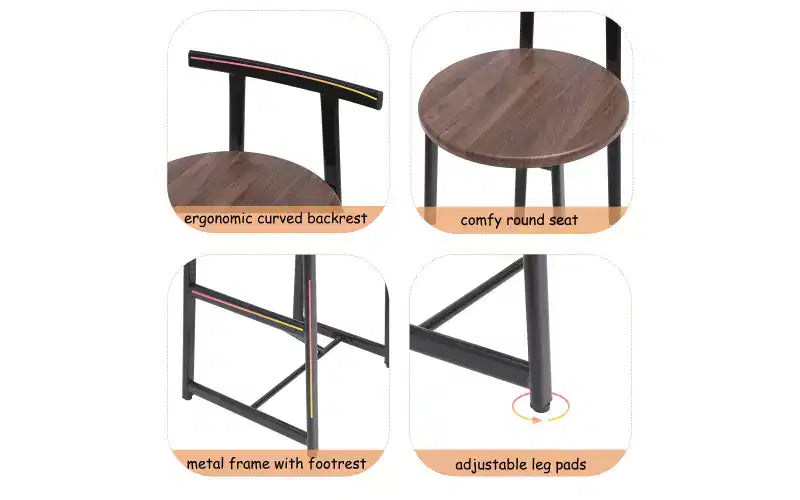 Tabourets de bar à hauteur de comptoir avec dossier