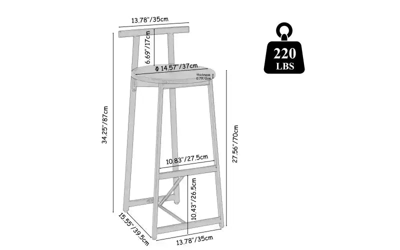 Tabourets de bar à hauteur de comptoir avec dossier
