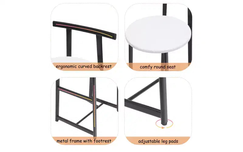 Tabourets de bar à hauteur de comptoir avec dossier