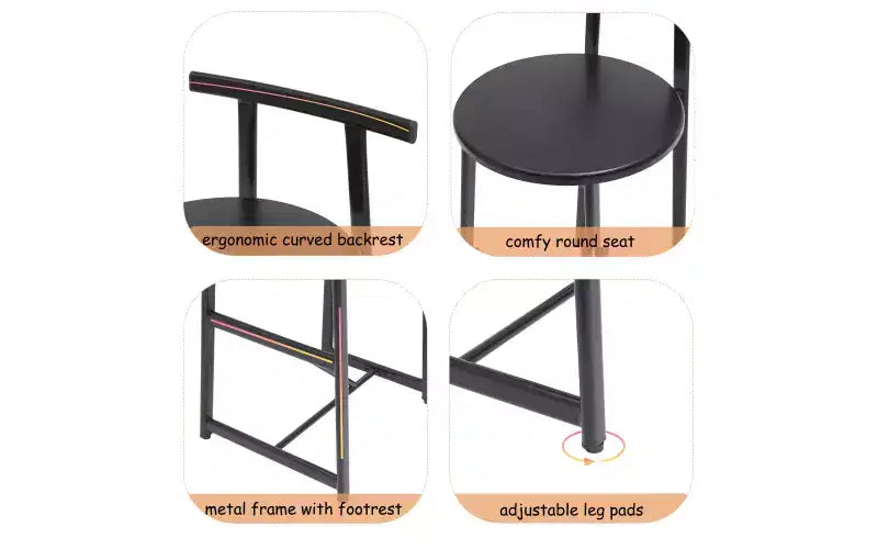 Tabourets de bar à hauteur de comptoir avec dossier