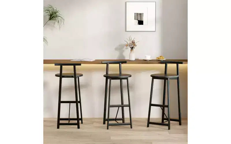 EHMKNP Bar Stool Set of 3 Counter Height Barstools with Back Armless Dining Chairs for Kitchen Island