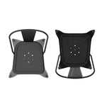 4 chaises en métal noir avec assise perforée et dossiers incurvés