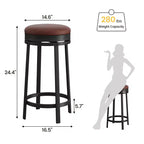 Tabouret de bar 24,4 po - Tabourets de comptoir pivotants ronds sans dossier