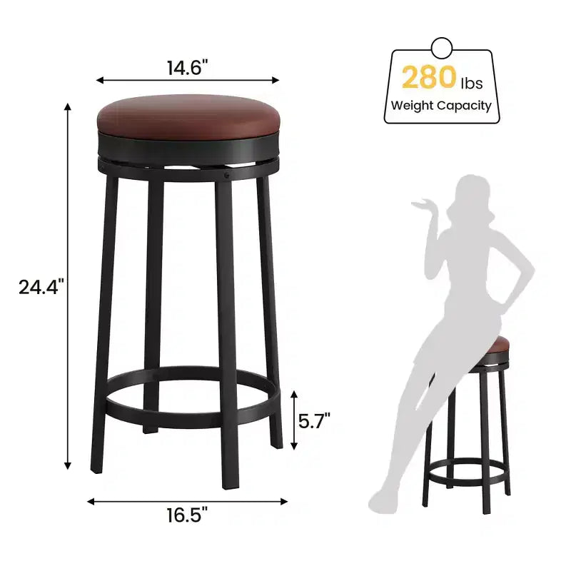 Tabouret de bar 24,4 po - Tabourets de comptoir pivotants ronds sans dossier
