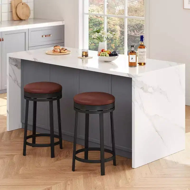 Tabouret de bar 24,4 po - Tabourets de comptoir pivotants ronds sans dossier