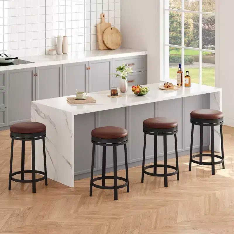 Tabouret de bar 24,4 po - Tabourets de comptoir pivotants ronds sans dossier
