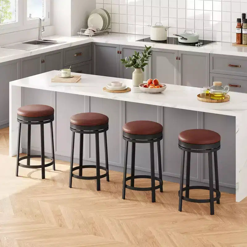 Tabouret de bar 24,4 po - Tabourets de comptoir pivotants ronds sans dossier
