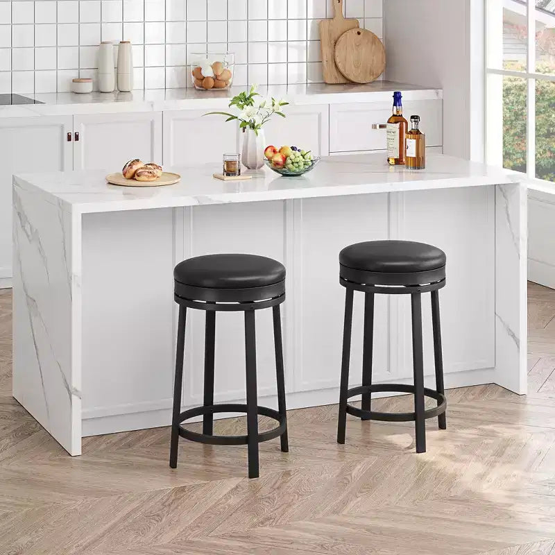 Tabouret de bar 24,4 po - Tabourets de comptoir pivotants ronds sans dossier