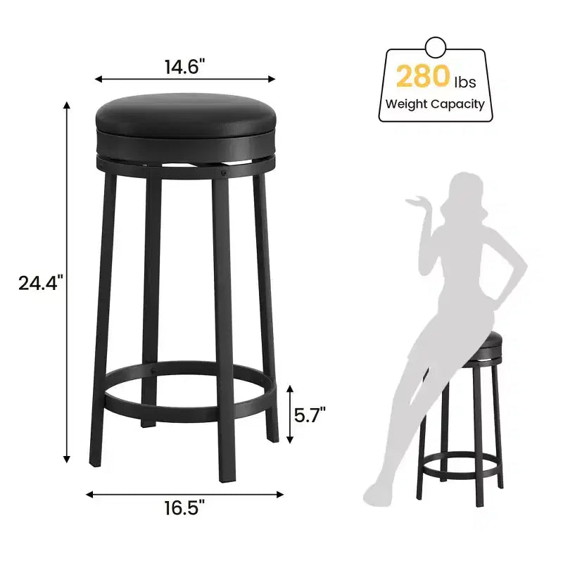 Tabouret de bar 24,4 po - Tabourets de comptoir pivotants ronds sans dossier