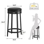 Tabouret de bar 24,4 po - Tabourets de comptoir pivotants ronds sans dossier