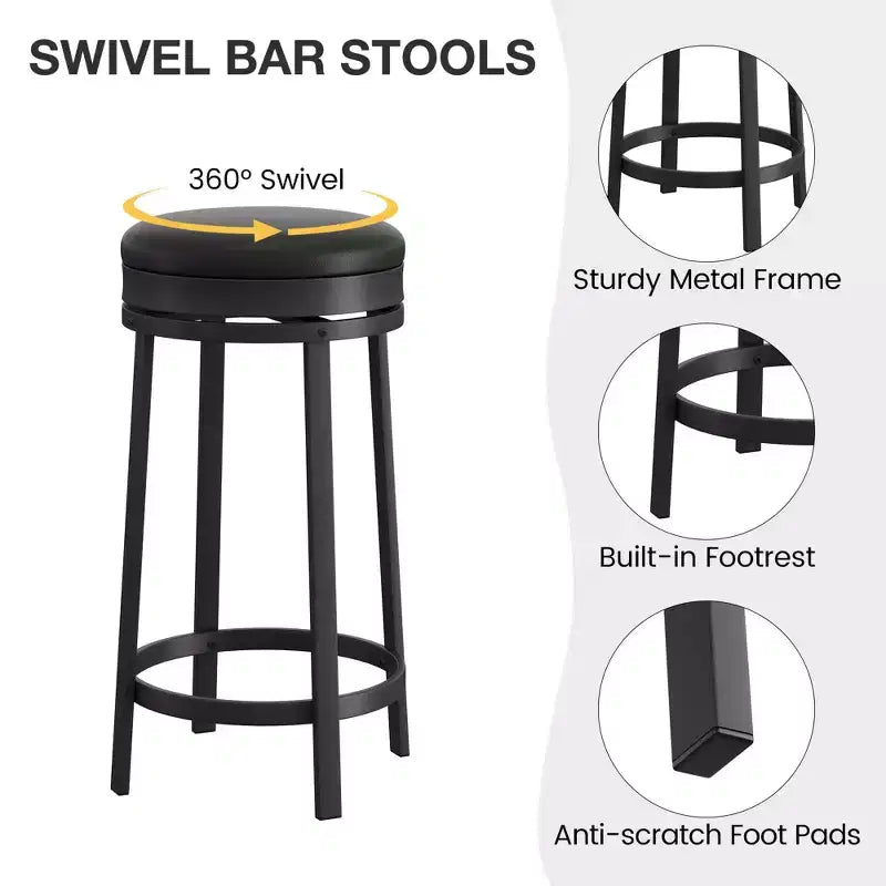 Tabouret de bar 24,4 po - Tabourets de comptoir pivotants ronds sans dossier