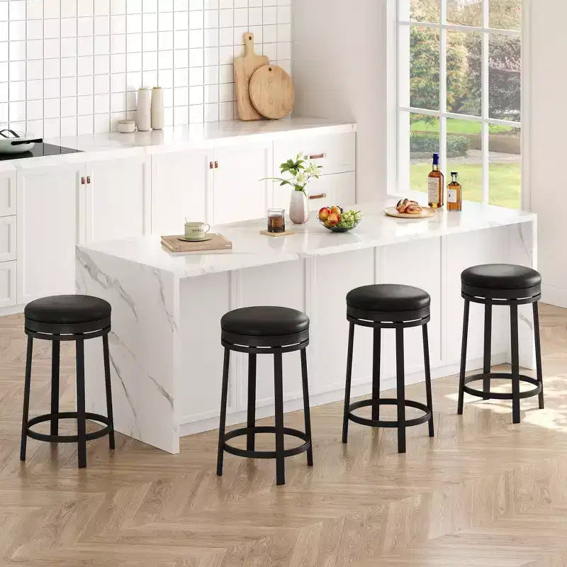 Tabouret de bar 24,4 po - Tabourets de comptoir pivotants ronds sans dossier