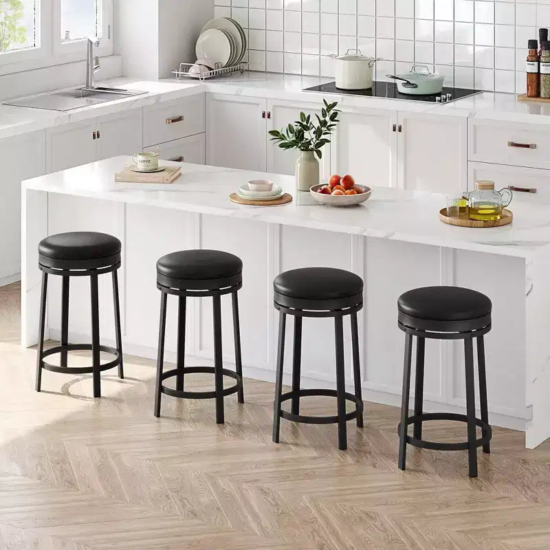 Tabouret de bar 24,4 po - Tabourets de comptoir pivotants ronds sans dossier