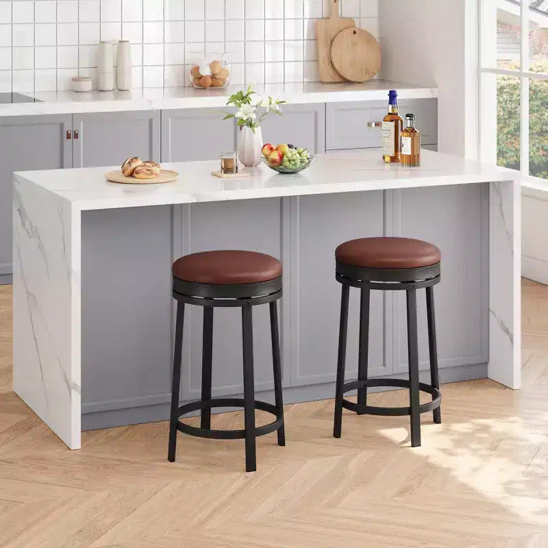 Tabouret de bar 24,4 po - Tabourets de comptoir pivotants ronds sans dossier