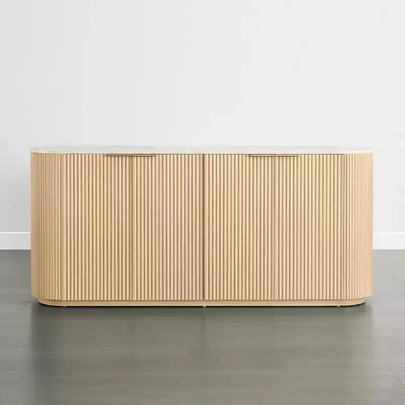 Buffet moderne de 70 pouces de large avec colonnes semi-cylindriques
