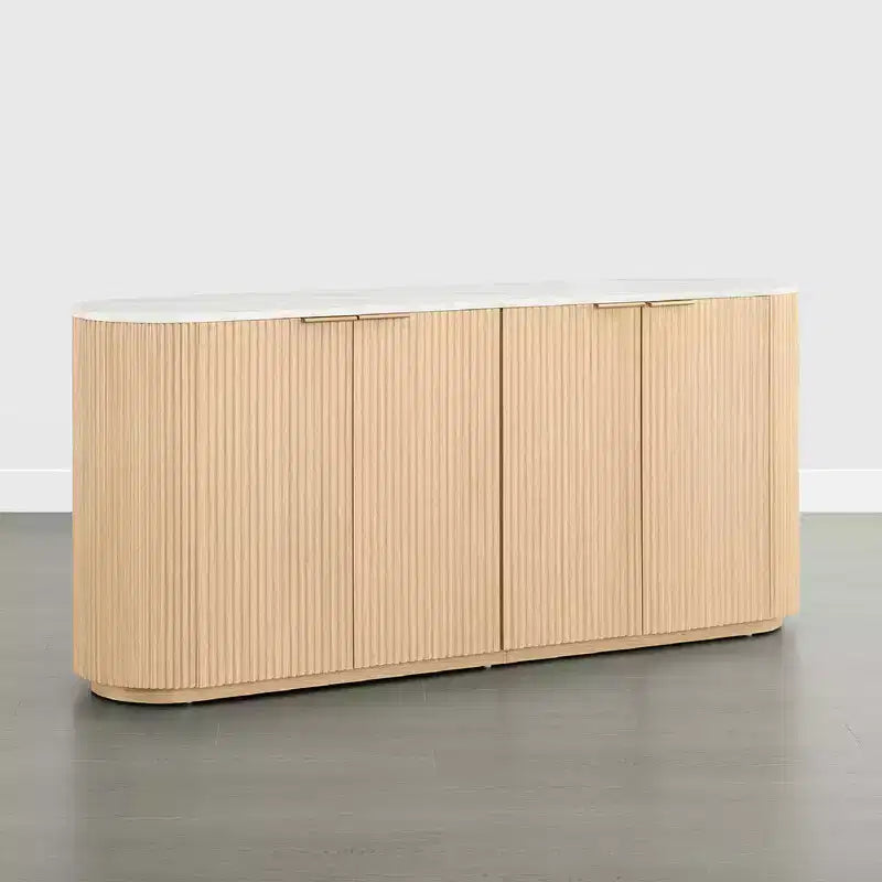 Buffet moderne de 70 pouces de large avec colonnes semi-cylindriques