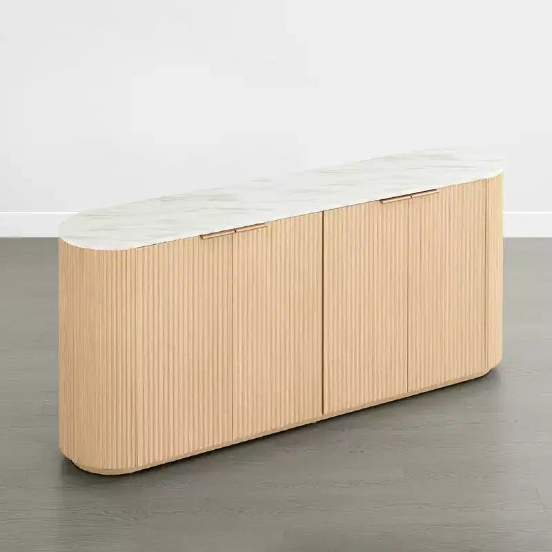 Buffet moderne de 70 pouces de large avec colonnes semi-cylindriques
