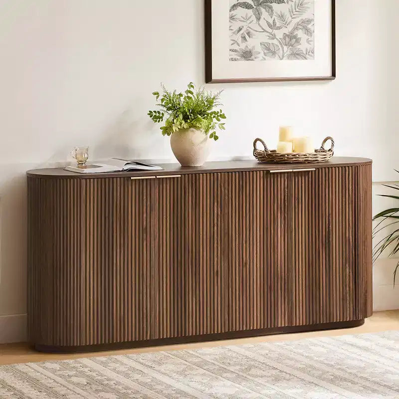 Buffet moderne de 70 pouces de large avec colonnes semi-cylindriques