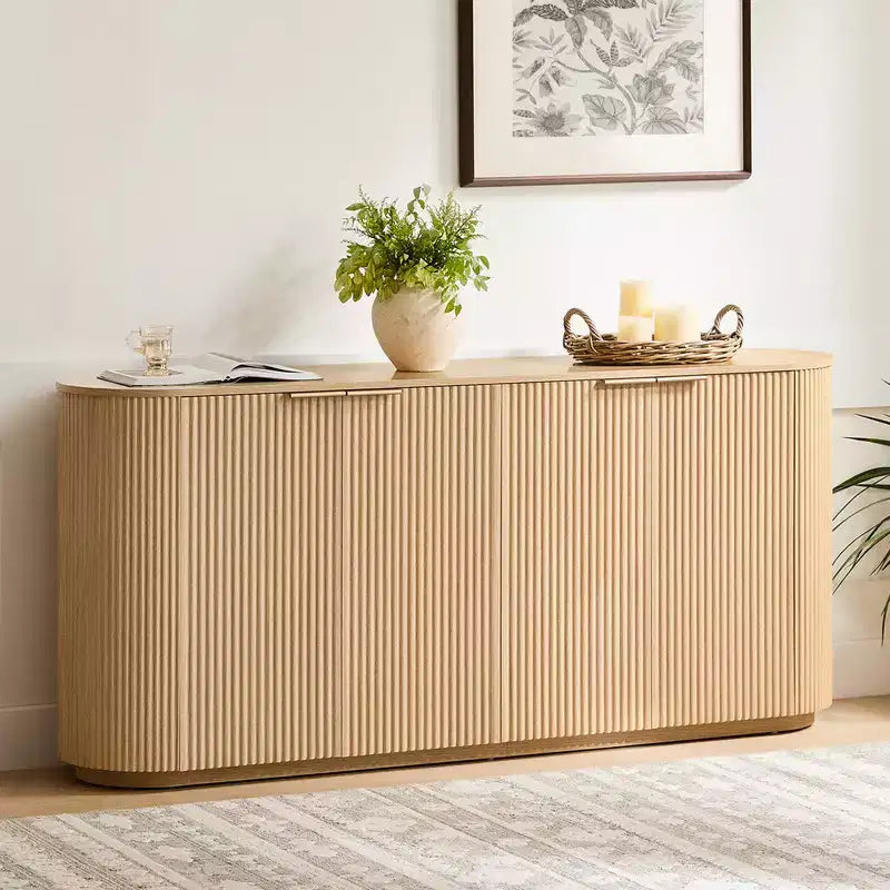 Buffet moderne de 70 pouces de large avec colonnes semi-cylindriques