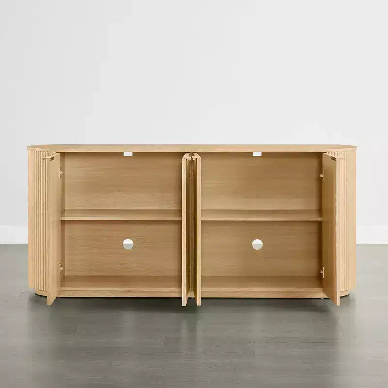 Buffet moderne de 70 pouces de large avec colonnes semi-cylindriques