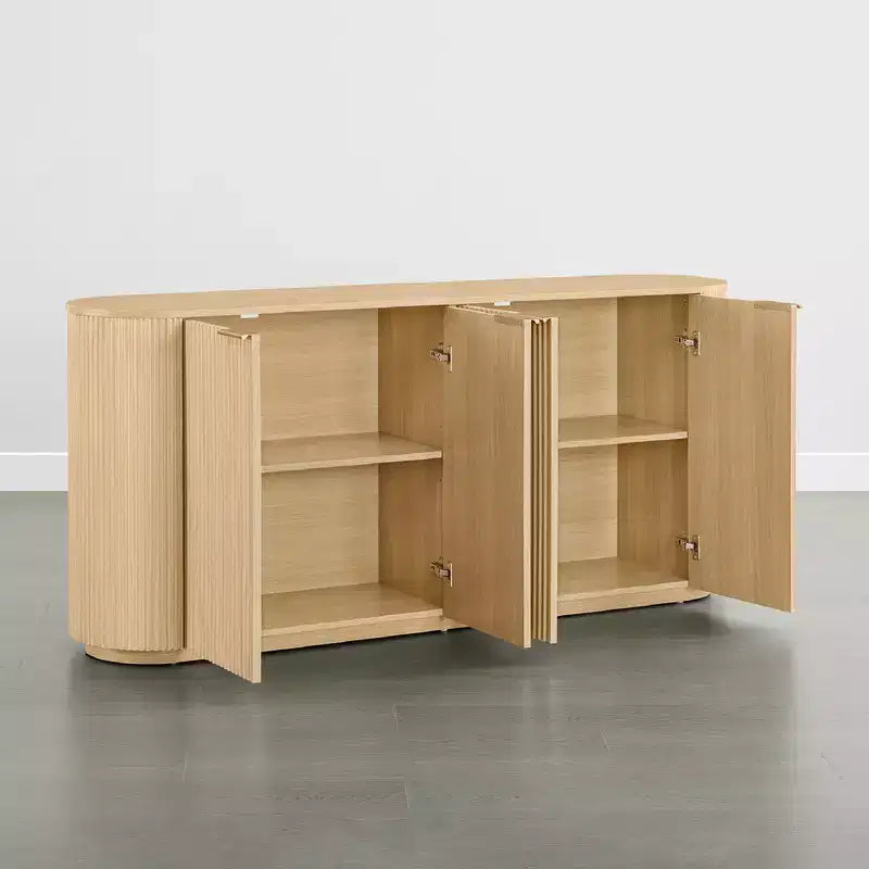 Buffet moderne de 70 pouces de large avec colonnes semi-cylindriques