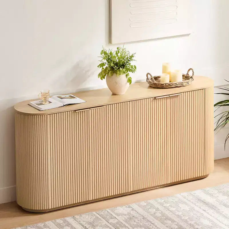 Spruce & Spring 70-inch Wide Modern Sideboard Cabinet with Semi-Cylindrical Columns