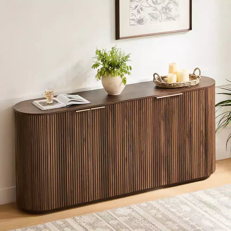 Buffet moderne de 70 pouces de large avec colonnes semi-cylindriques