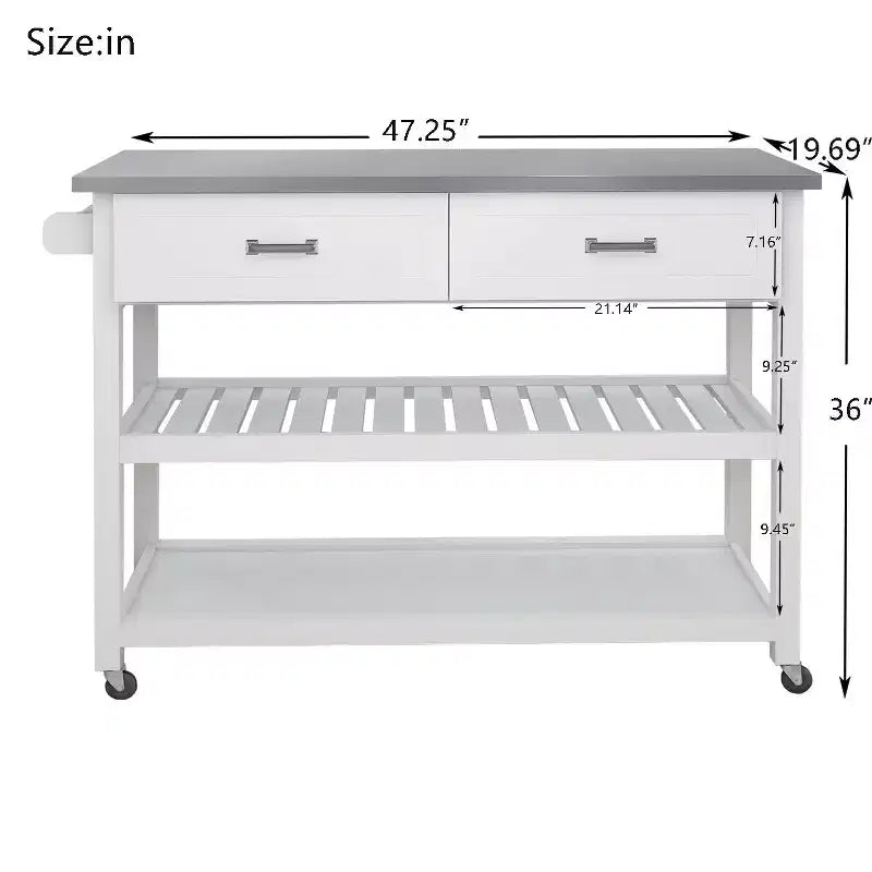 Chariot de cuisine moderne avec plateau en acier inoxydable