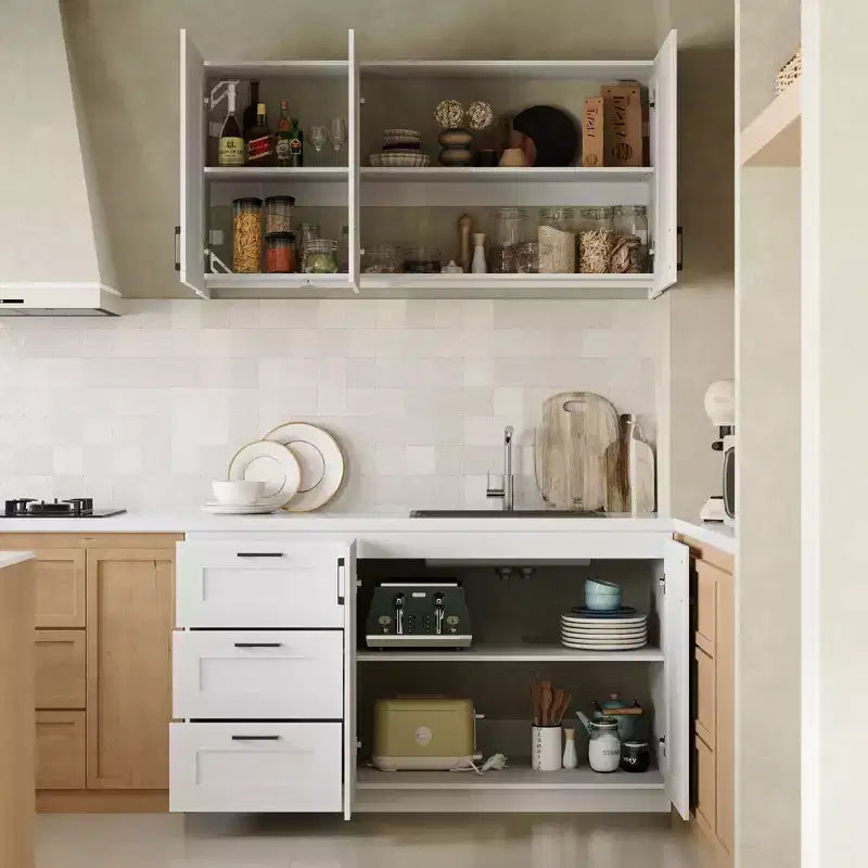 Meuble de cuisine blanc polyvalent, armoire murale, garde-manger