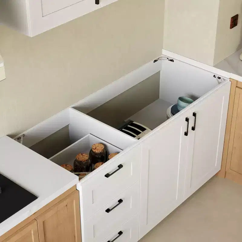 Meuble de cuisine blanc polyvalent, armoire murale, garde-manger
