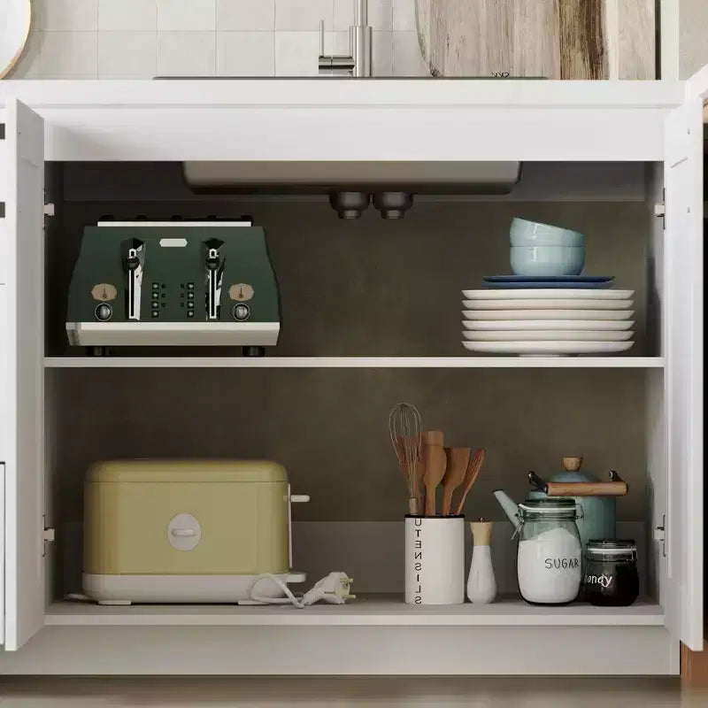 Meuble de cuisine blanc polyvalent, armoire murale, garde-manger