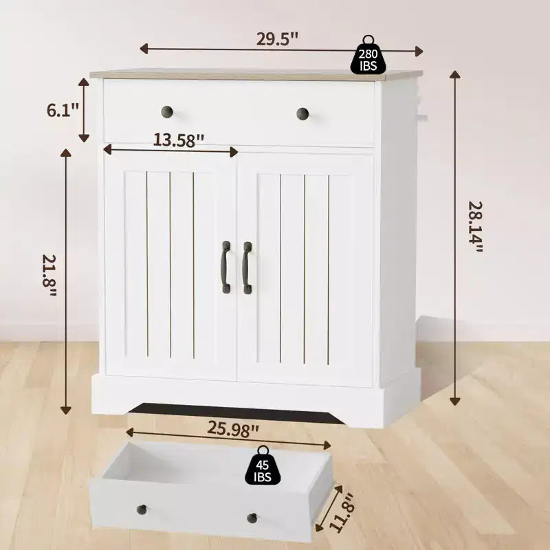 Buffet de cuisine moderne en bois de 75 cm avec rangement