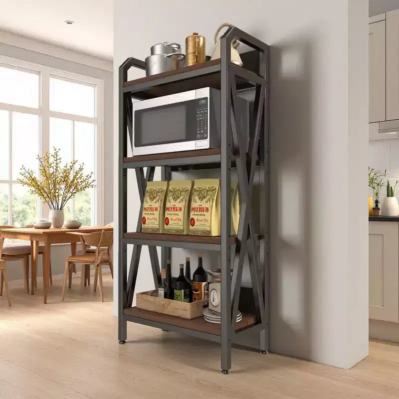Meuble de cuisine Delia Rustique à 4 niveaux avec étagères réglables