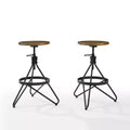 Crosley Set of 2 Kalen Adjustable Height Swivel Barstools Brown/Matte Black : Steel Frame, Industrial Farmhouse Style