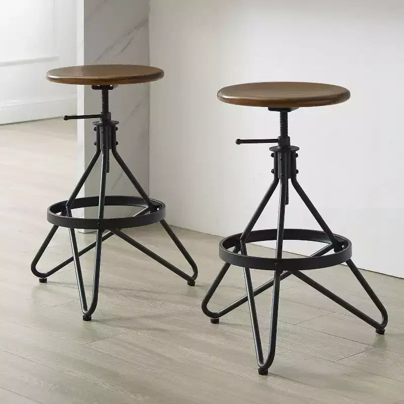 Tabourets de bar pivotants à hauteur réglable Kalen Marron/Noir mat