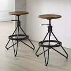 Tabourets de bar pivotants à hauteur réglable Kalen Marron/Noir mat