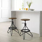 Tabourets de bar pivotants à hauteur réglable Kalen Marron/Noir mat