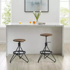 Tabourets de bar pivotants à hauteur réglable Kalen Marron/Noir mat