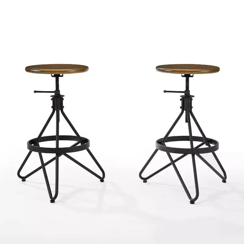 Tabourets de bar pivotants à hauteur réglable Kalen Marron/Noir mat