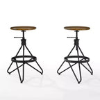 Tabourets de bar pivotants à hauteur réglable Kalen Marron/Noir mat