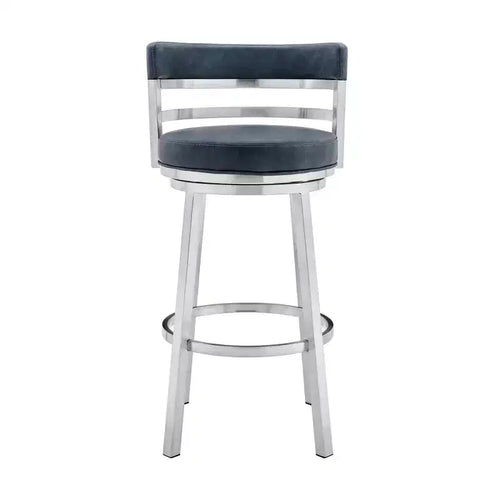 Tabouret de bar 76 cm Madrid : acier inoxydable brossé, assise pivotante
