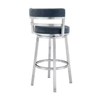 Tabouret de bar 76 cm Madrid : acier inoxydable brossé, assise pivotante