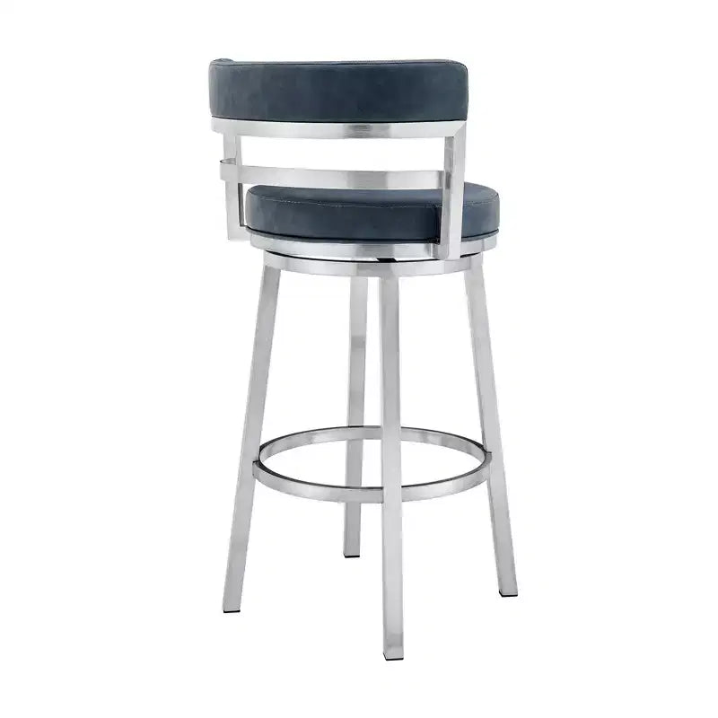 Tabouret de bar 76 cm Madrid : acier inoxydable brossé, assise pivotante