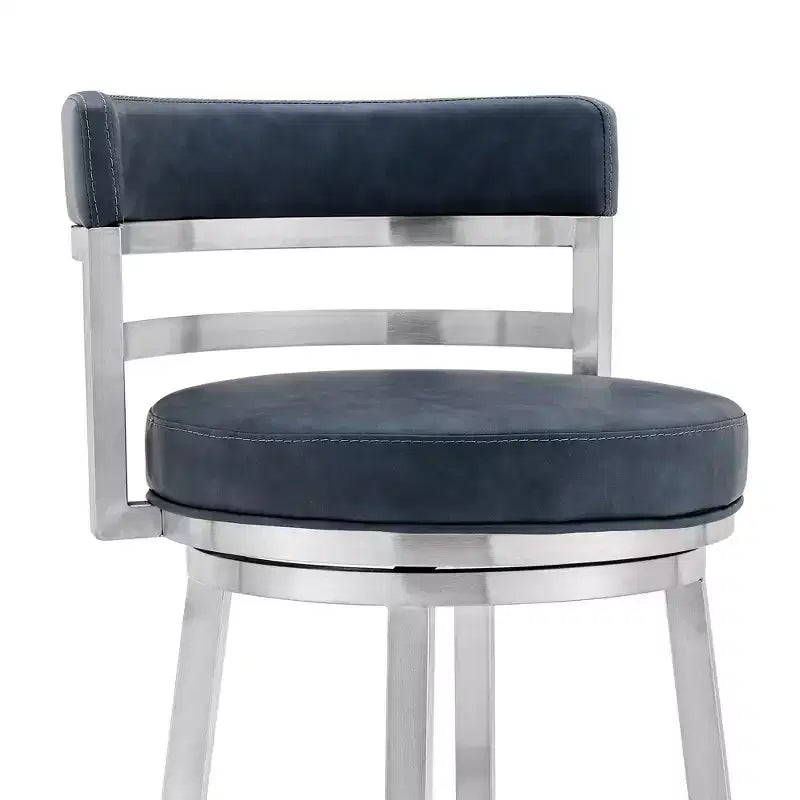 Tabouret de bar 76 cm Madrid : acier inoxydable brossé, assise pivotante
