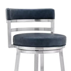 Tabouret de bar 76 cm Madrid : acier inoxydable brossé, assise pivotante