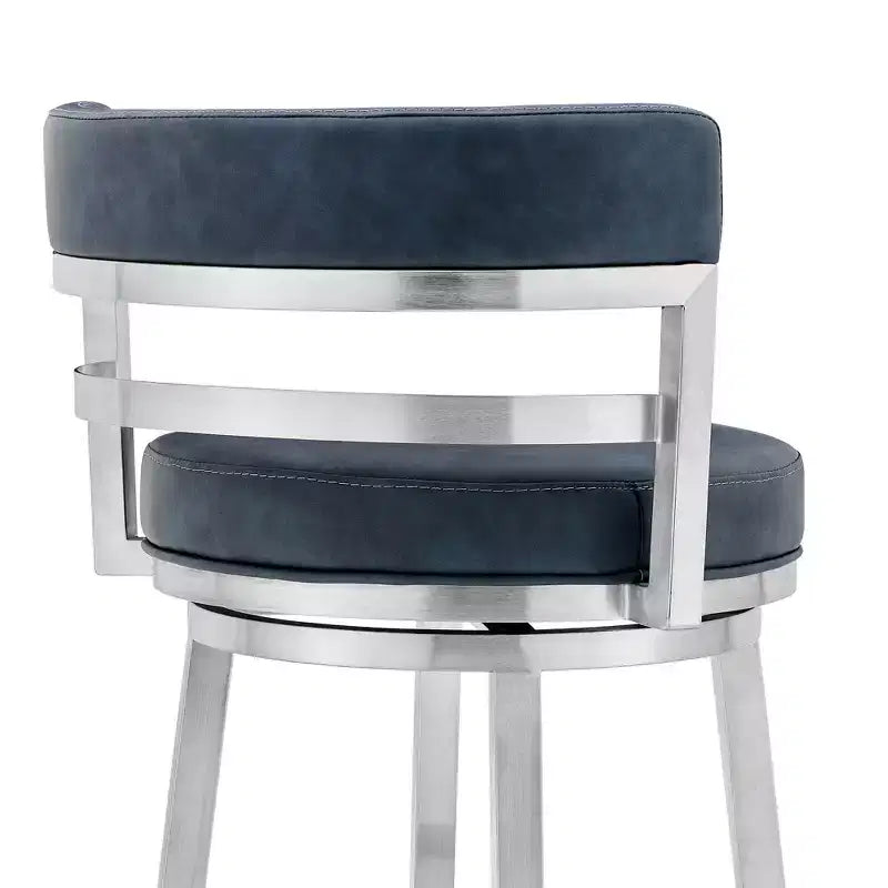 Tabouret de bar 76 cm Madrid : acier inoxydable brossé, assise pivotante