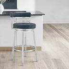 Tabouret de bar 76 cm Madrid : acier inoxydable brossé, assise pivotante