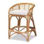 Rose Fabric Upholstered Counter Height Barstool with Footrest - bali & pari