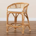 Tabouret de bar à hauteur de comptoir en tissu rose avec repose-pieds